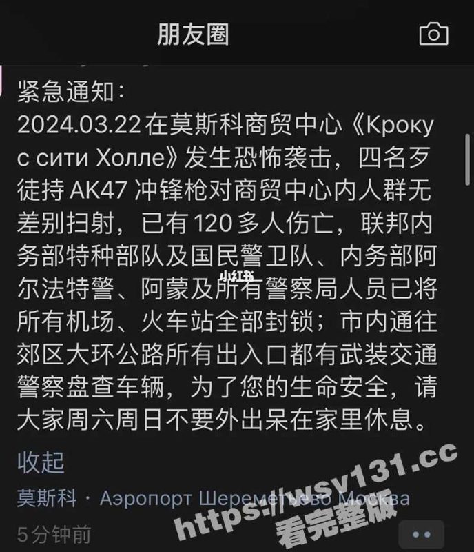 突发!俄罗斯莫斯科 番红花音乐厅遭袭击 5名枪手肆意开火屠杀 遇难人数增至130人 伊斯兰恐怖分子对此负责!-51吃瓜网